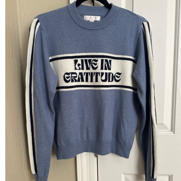 Spiritual Gangster Women's Blue Live in Gratitude Classic Sweater Size S - Picture 2 of 10